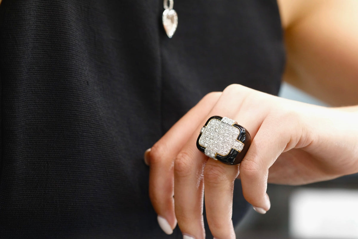 David Webb Platinum & 18K Yellow Gold Checkmate 5.50 Carat Diamond Ring — view 6 — Laura Milman New York