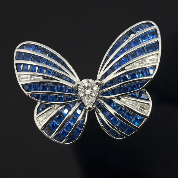 Sapphire & Diamond Butterfly Statement Ring - Laura Milman New York