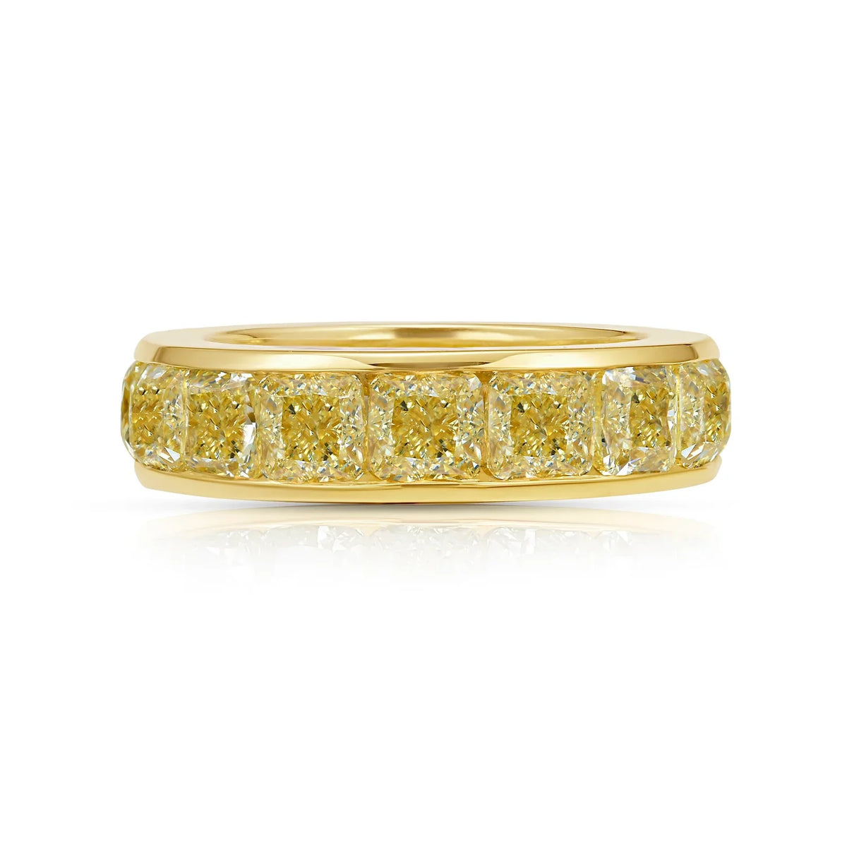 8.13ctw Fancy Yellow Cushion Diamond Channel Set Eternity Band — Laura Milman New York