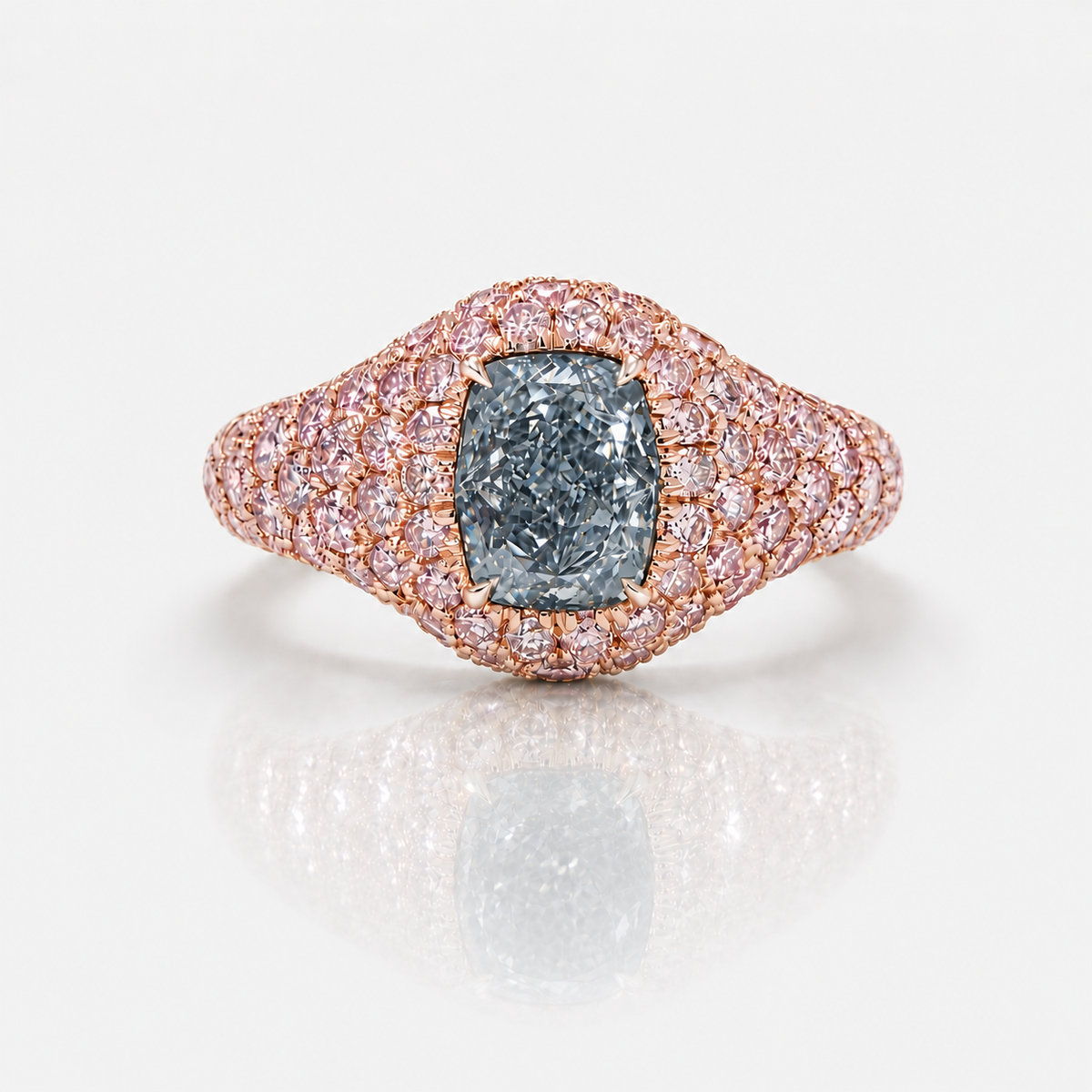 1.03ct Fancy Light Blue Cushion Diamond Signet Ring VS1 GIA — Laura Milman New York