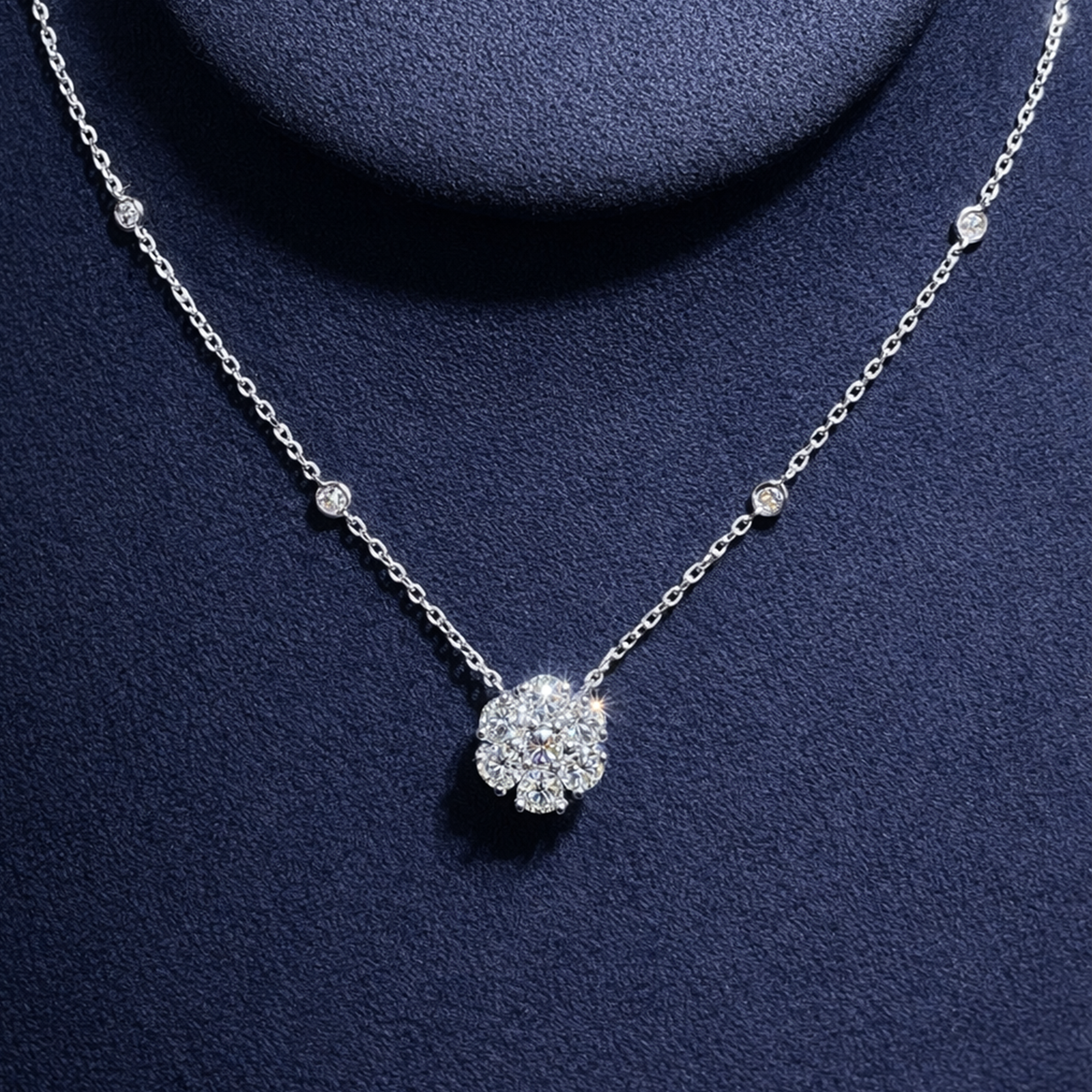 Cluster Diamond Pendant with Diamond by the Yard Chain - Laura Milman New York