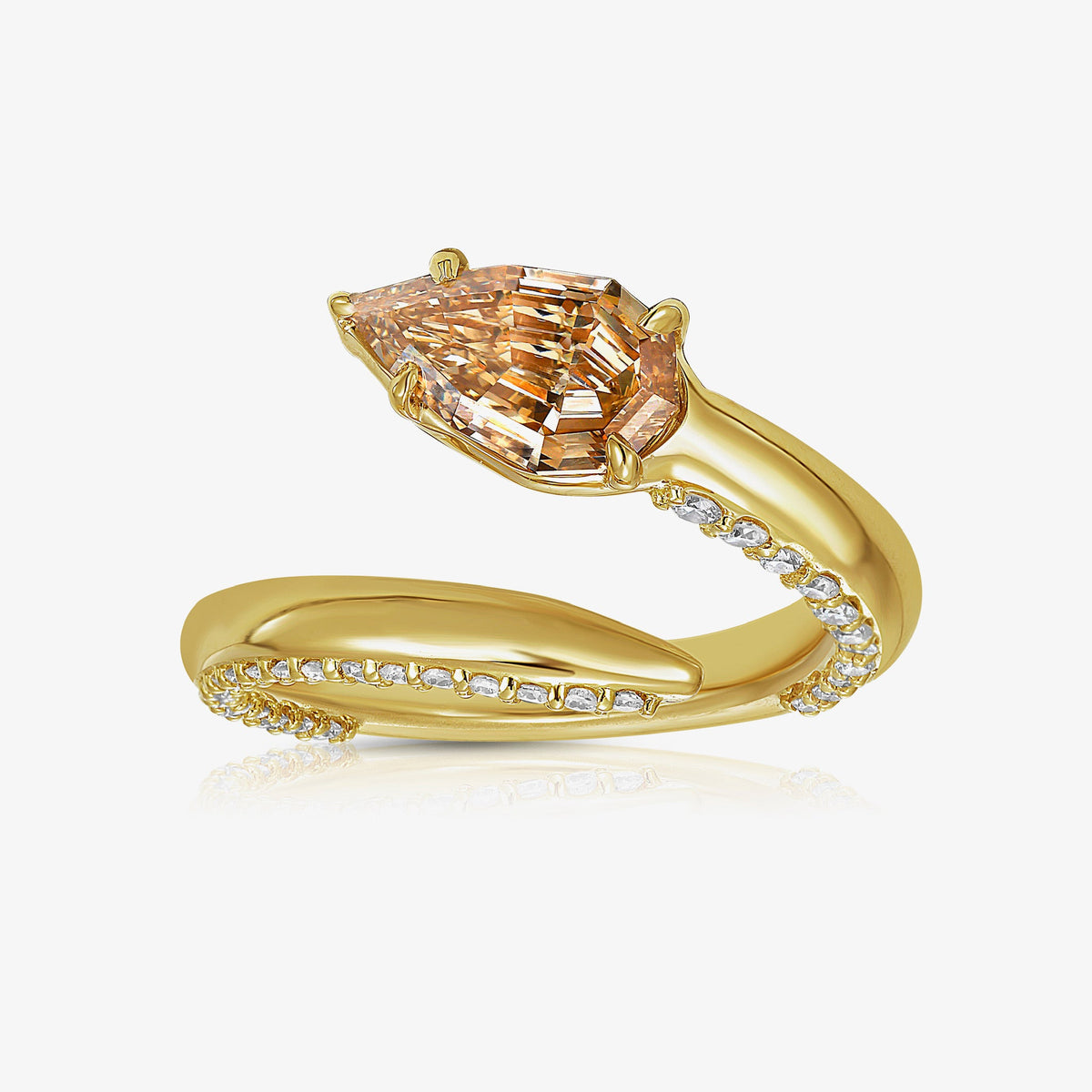 1.00ct Fancy Light Brown Yellow Diamond VVS2 Side Pavé Spiral Pinky Ring GIA — Laura Milman New York