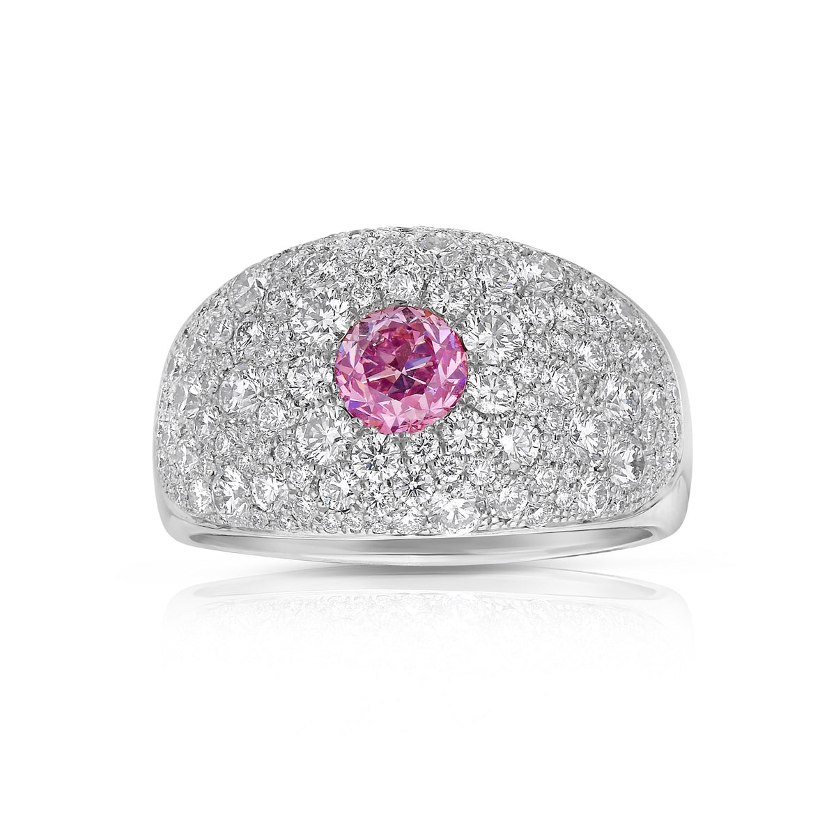 0.52ct Fancy Intense Purplish Pink Round Diamond Cobblestone Icon Ring I1 GIA — Laura Milman New York