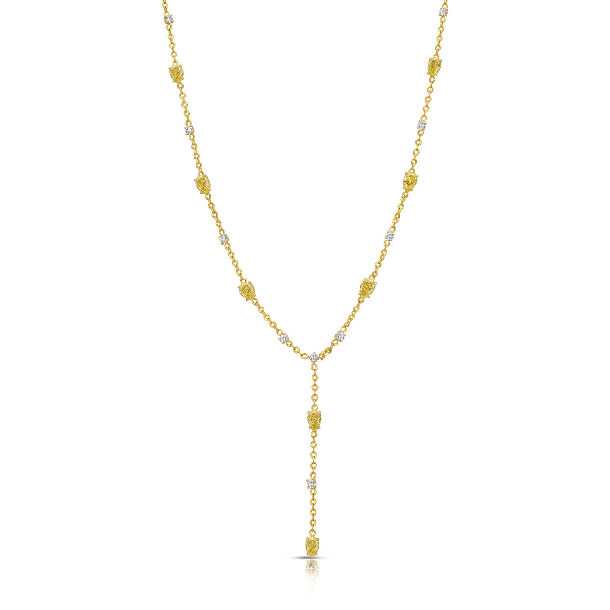 8.54ctw Fancy Yellow Pear Diamond Lariat Necklace — Laura Milman New York