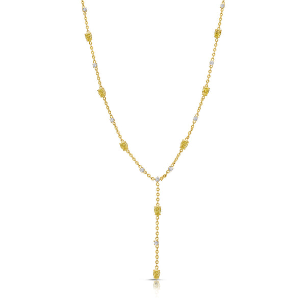 8.54ctw Fancy Yellow Pear Diamond Lariat Necklace