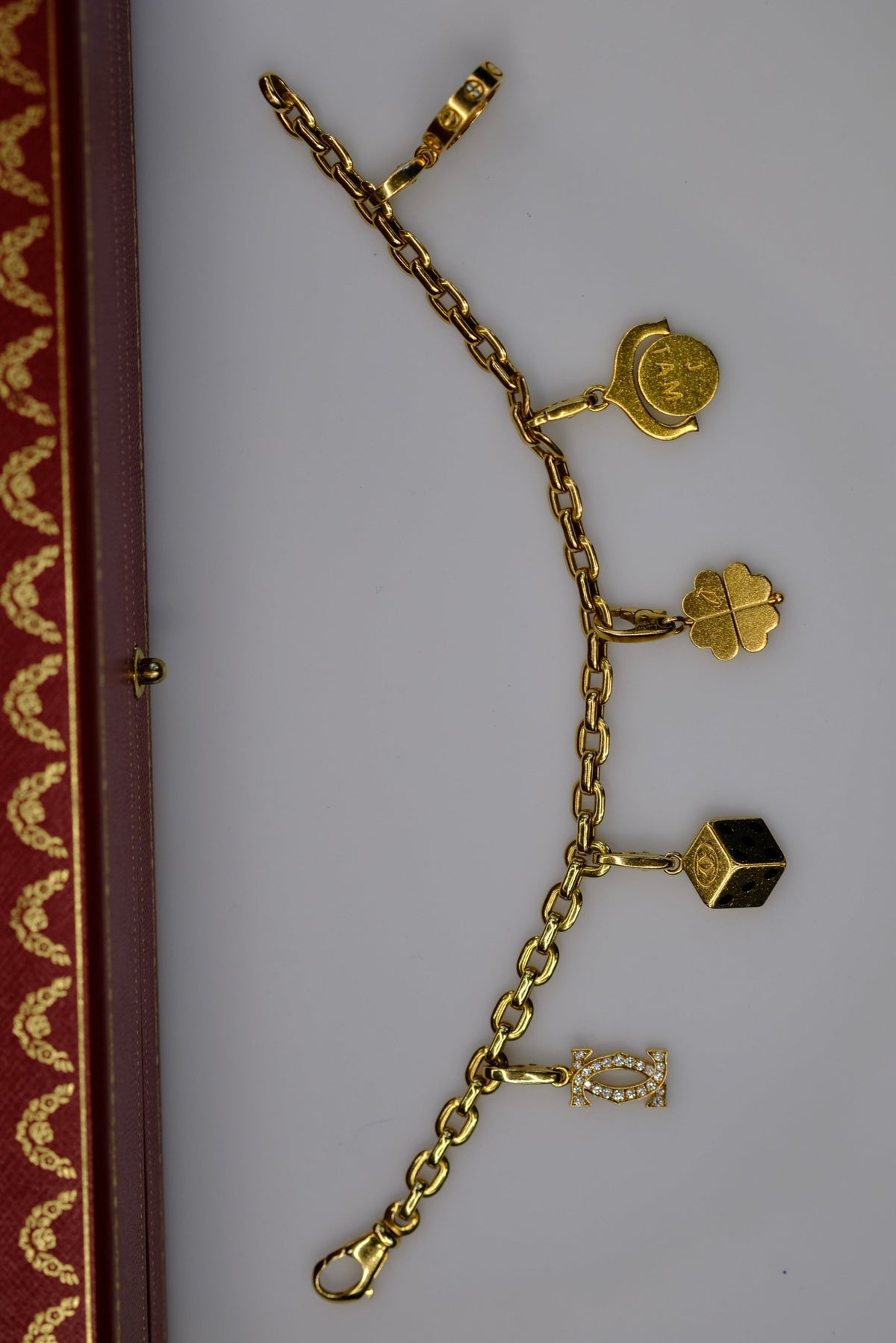 Cartier 18K Yellow Gold Five Charms Bracelet — view 6 — Laura Milman New York