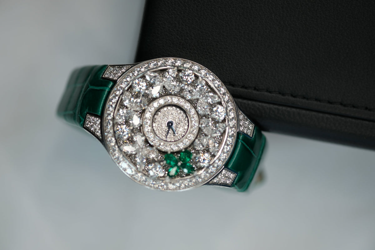 Pre-Owned Graff 18K White Gold Butterfly Green Emerald Limited Edition 32mm Dial Watch — view 10 — Laura Milman New York