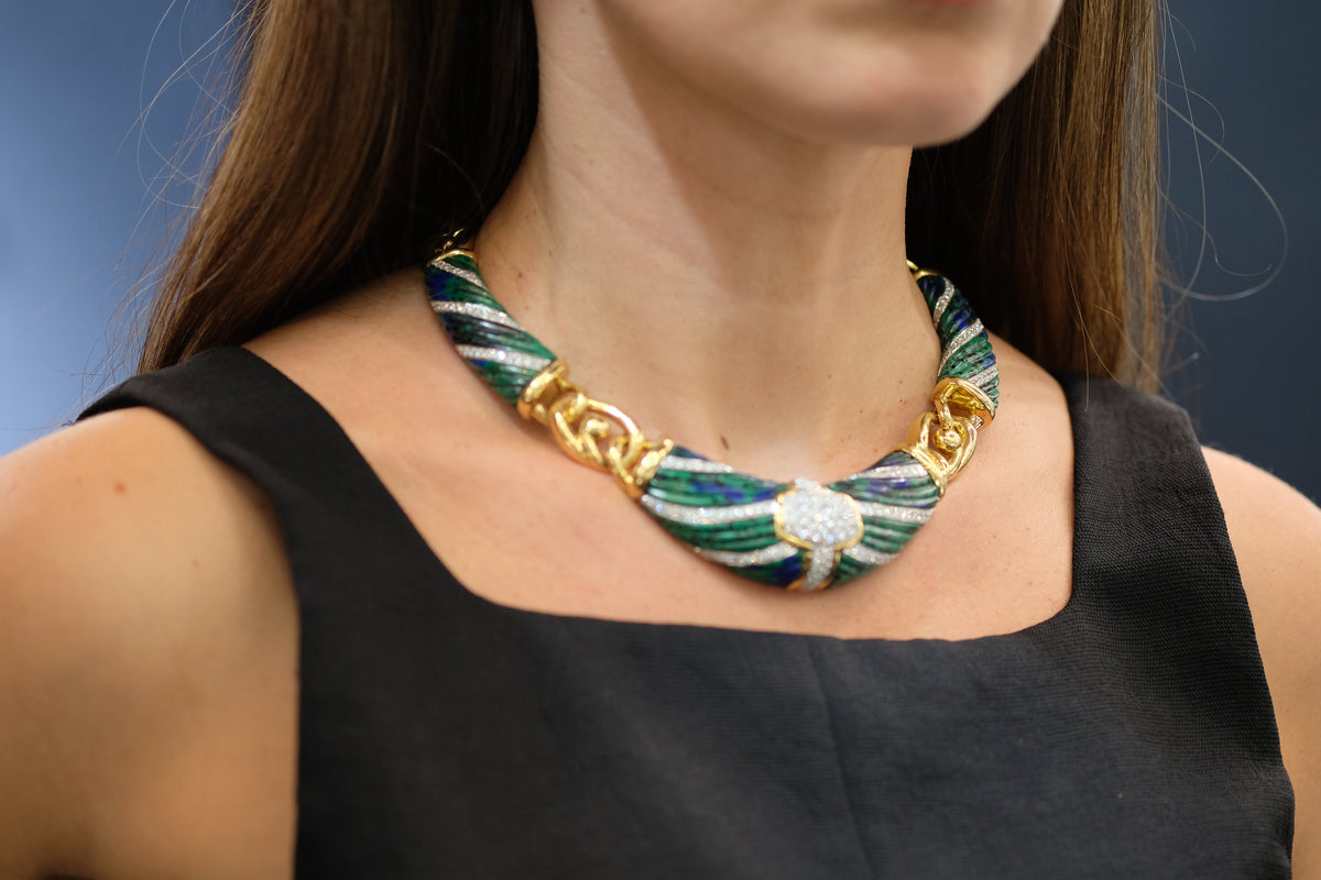 David Webb Platinum & 18K Yellow Gold Dinner Roll Necklace — view 11 — Laura Milman New York