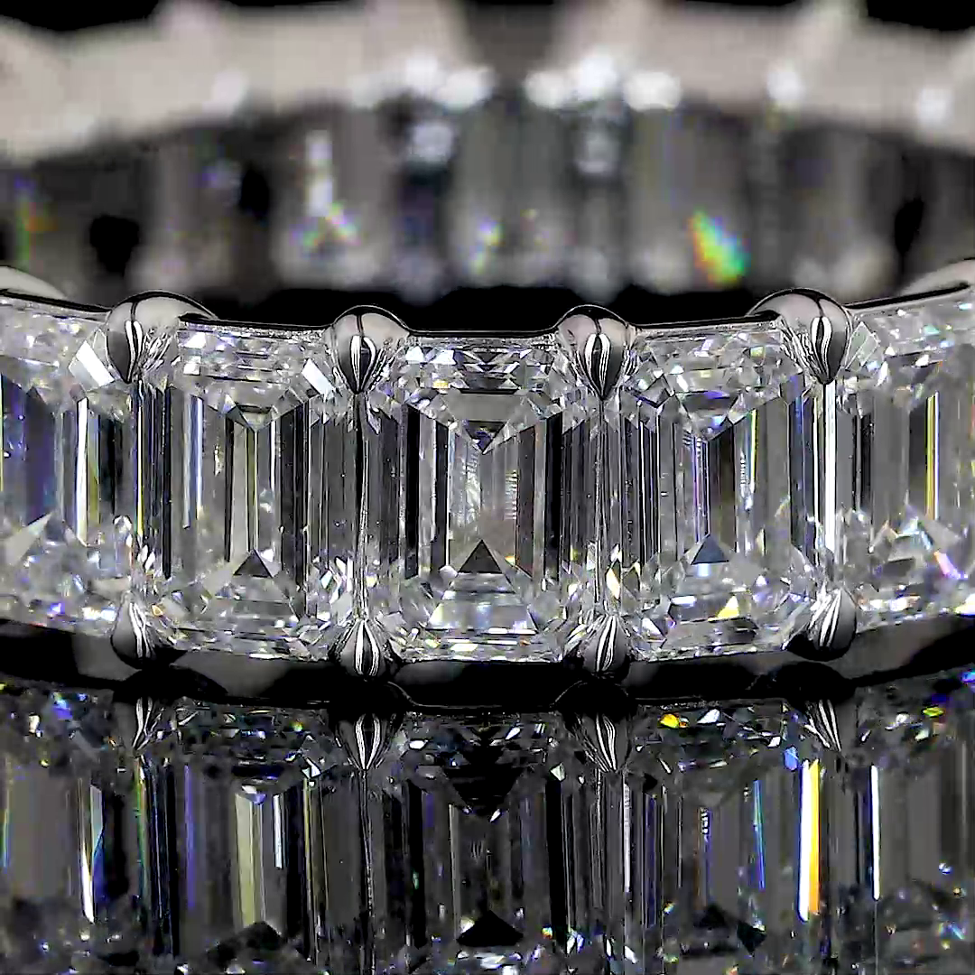 Lab-Grown Emerald Diamond Eternity Band — Prong, North South — 9.44 ct 14K WHITE GOLD — Laura Milman New York