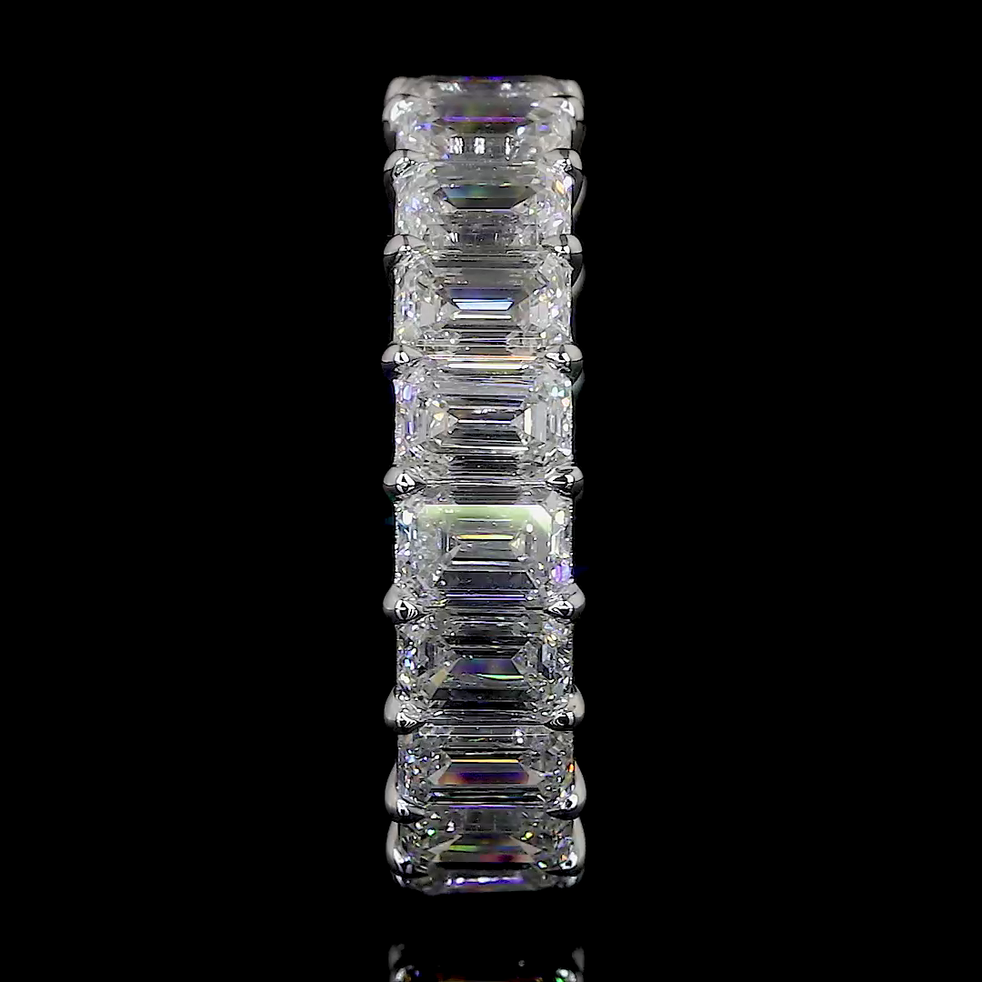 Lab-Grown Emerald Diamond Eternity Band — Prong, North South — 9.44 ct 14K WHITE GOLD — Laura Milman New York