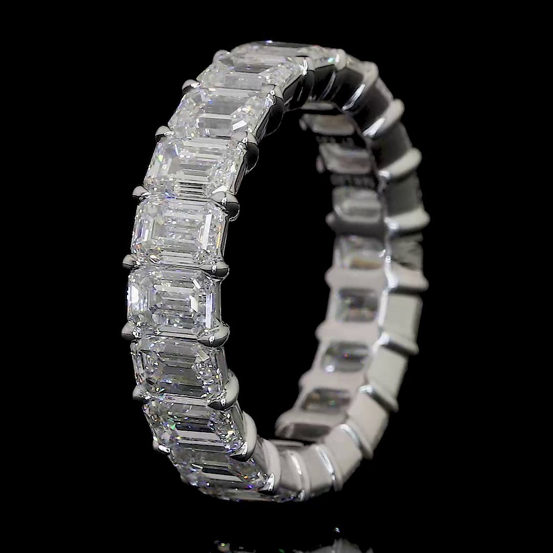 Lab-Grown Emerald Diamond Eternity Band — Prong, North South — 9.44 ct 14K WHITE GOLD — Laura Milman New York