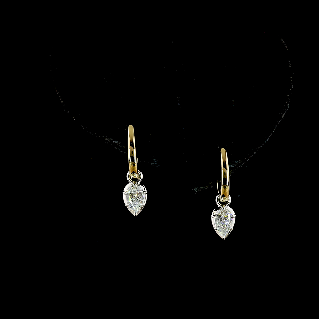 0.56 CT Pear Lab Grown Diamond Drop Earrings in 14K Two Tone — Laura Milman New York
