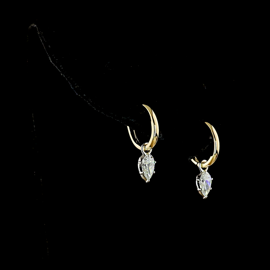 0.56 CT Pear Lab Grown Diamond Drop Earrings in 14K Two Tone — Laura Milman New York
