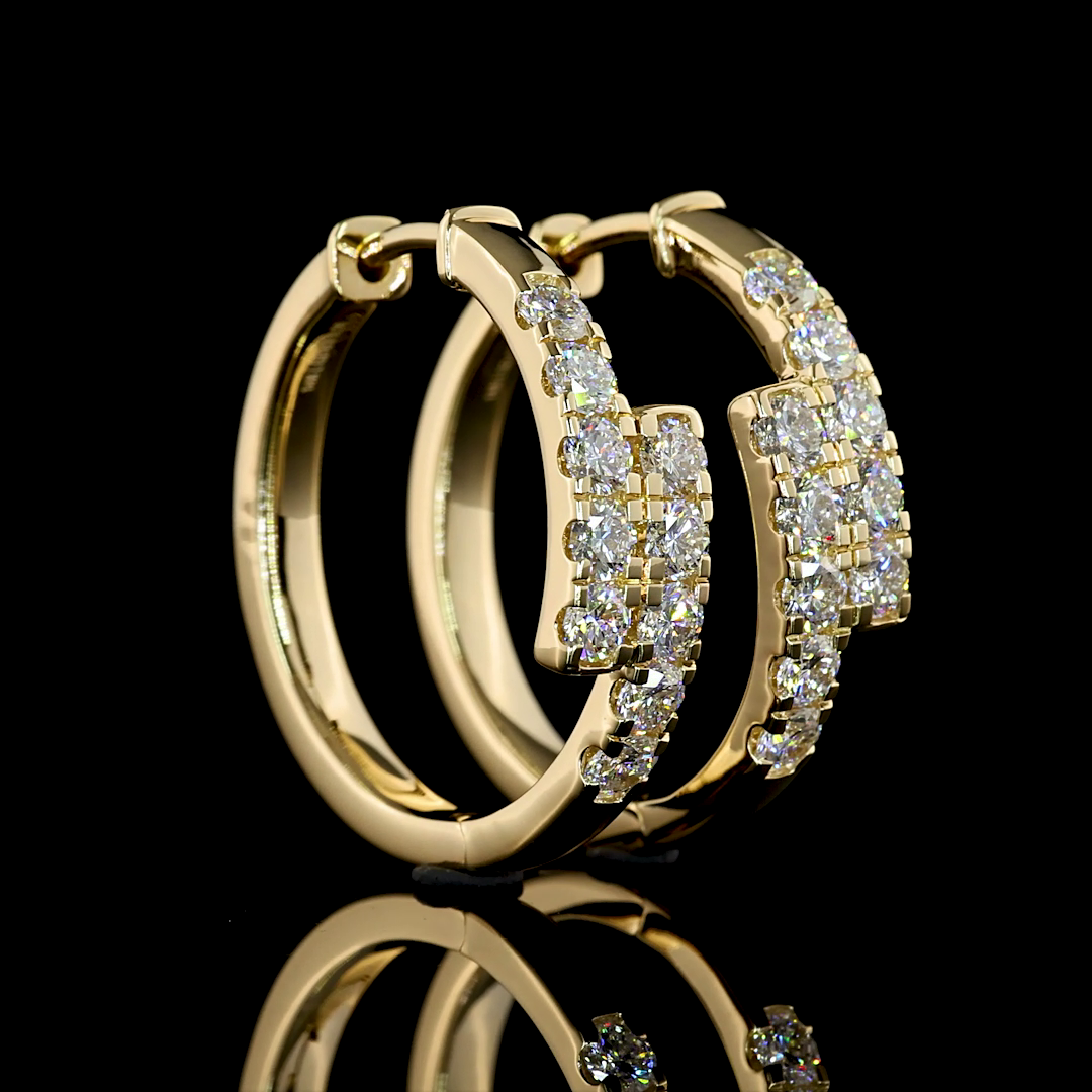1.26 CT Round Lab Grown Diamond Huggie Earrings in 14K Yellow Gold — Laura Milman New York