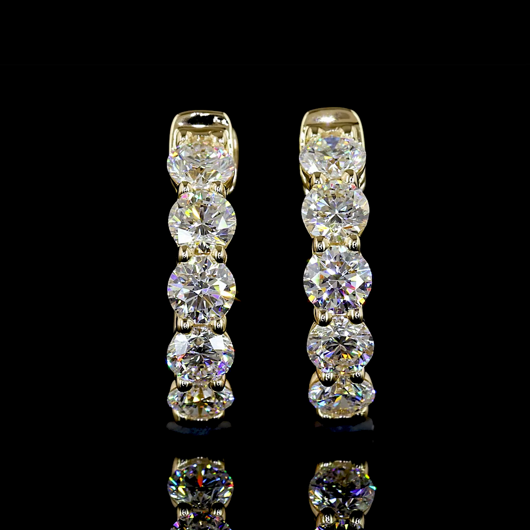 1 CT Round Lab Grown Diamond Huggie Earrings in 14K Yellow Gold — Laura Milman New York