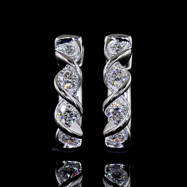 0.41 CT Round Lab Grown Diamond Huggie Earrings in 14K White Gold