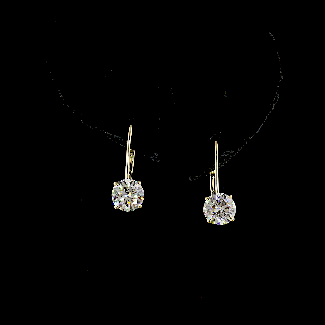 3.14 CT Round Lab Grown Diamond Drop Earrings in 14K Yellow Gold — Laura Milman New York