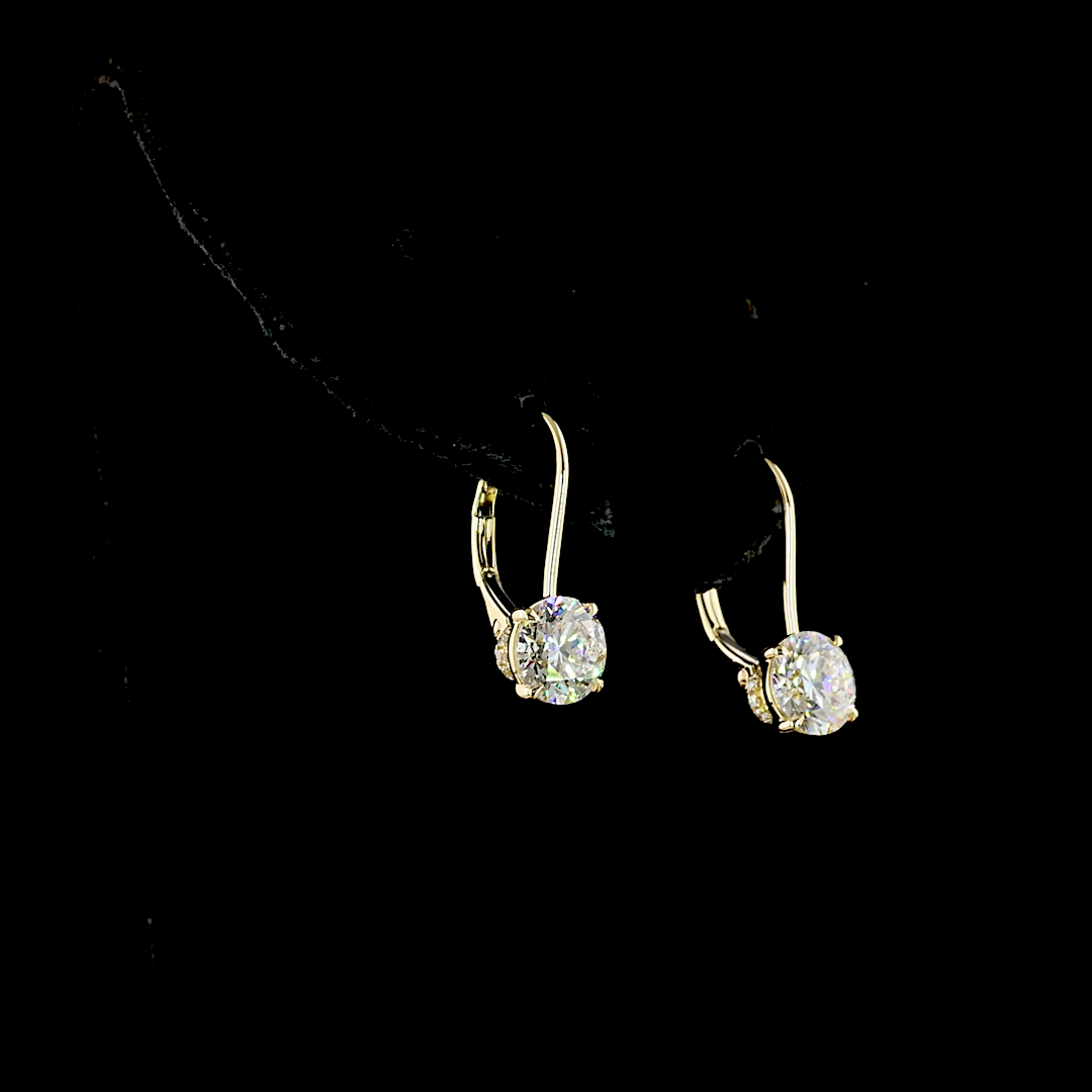 3.14 CT Round Lab Grown Diamond Drop Earrings in 14K Yellow Gold — Laura Milman New York