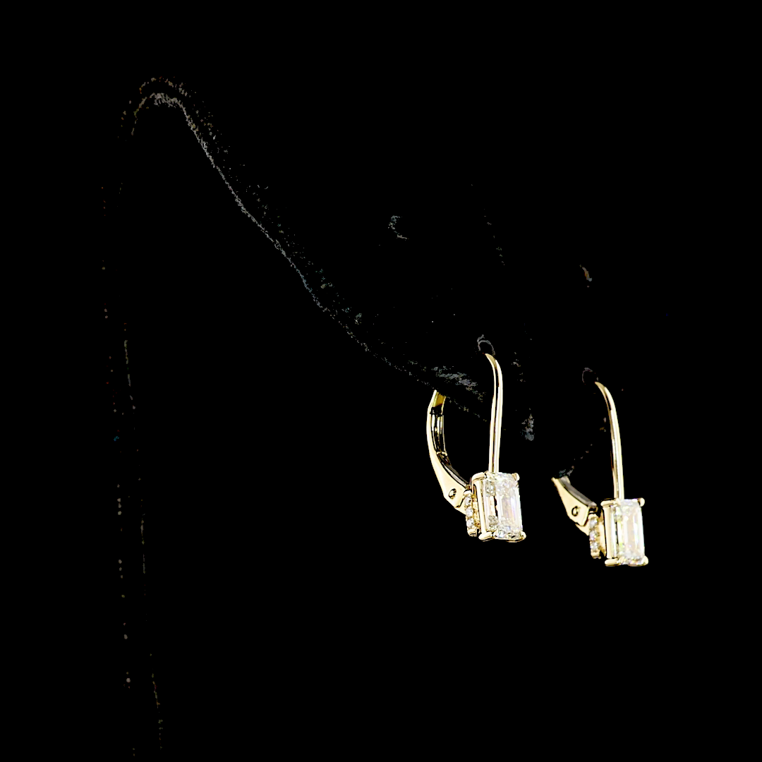 1.08 CT Emerald Lab Grown Diamond Drop Earrings in 14K Yellow Gold — Laura Milman New York