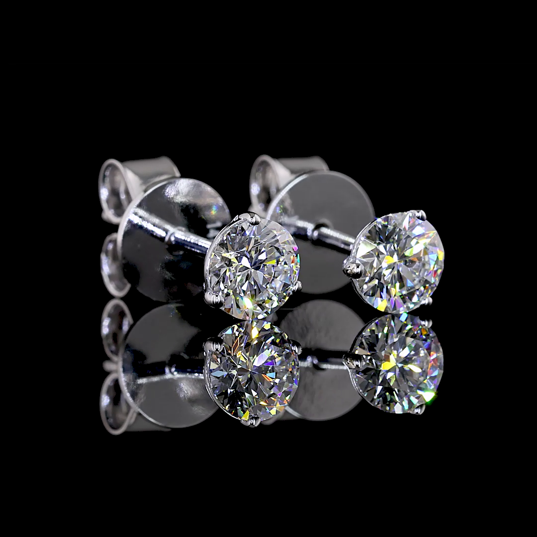 Lab-Grown Round Diamond Martini Stud Earrings — Prong — 0.49 ct total per pair 14K WHITE GOLD — Laura Milman New York