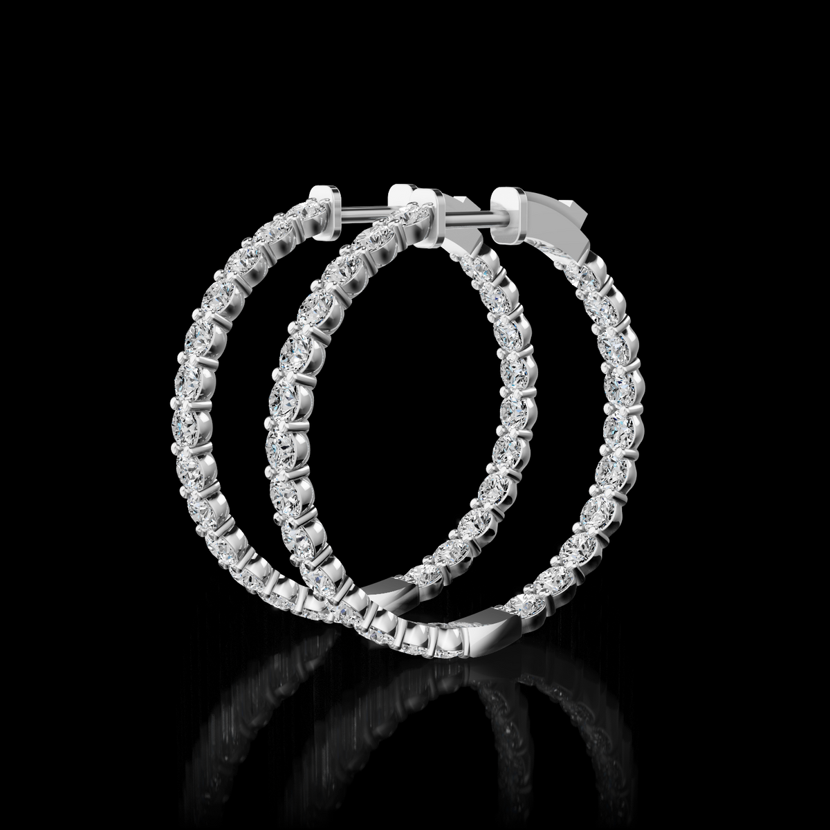 4.34 CT Round Lab Grown Diamond Hoop Earrings in 14K White Gold — Laura Milman New York