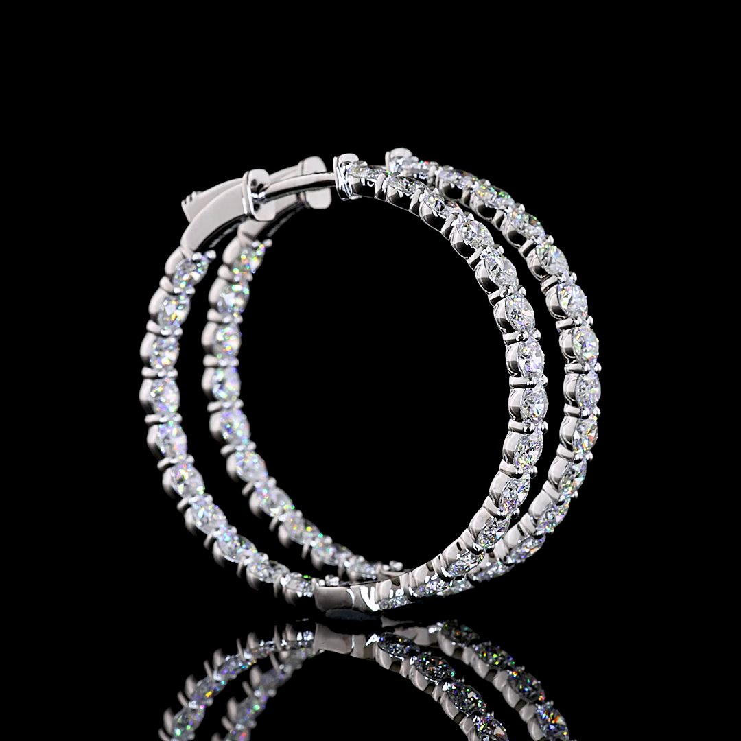 Lab-Grown Round Diamond Hoops Earring — Prong, — 4.30 ct total per pair 14K WHITE GOLD — Laura Milman New York