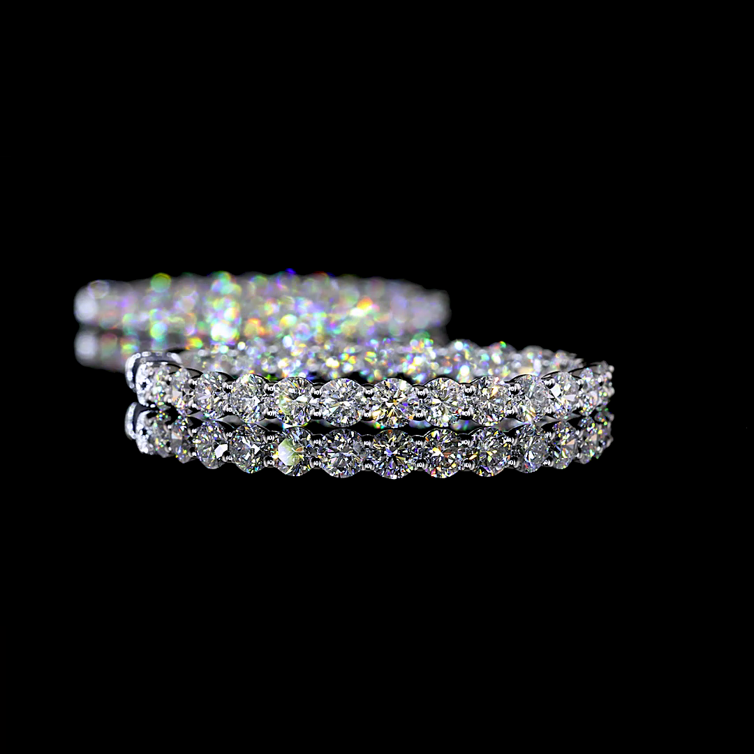 Lab-Grown Round Diamond Hoops Earring — Prong, — 4.30 ct total per pair 14K WHITE GOLD — Laura Milman New York