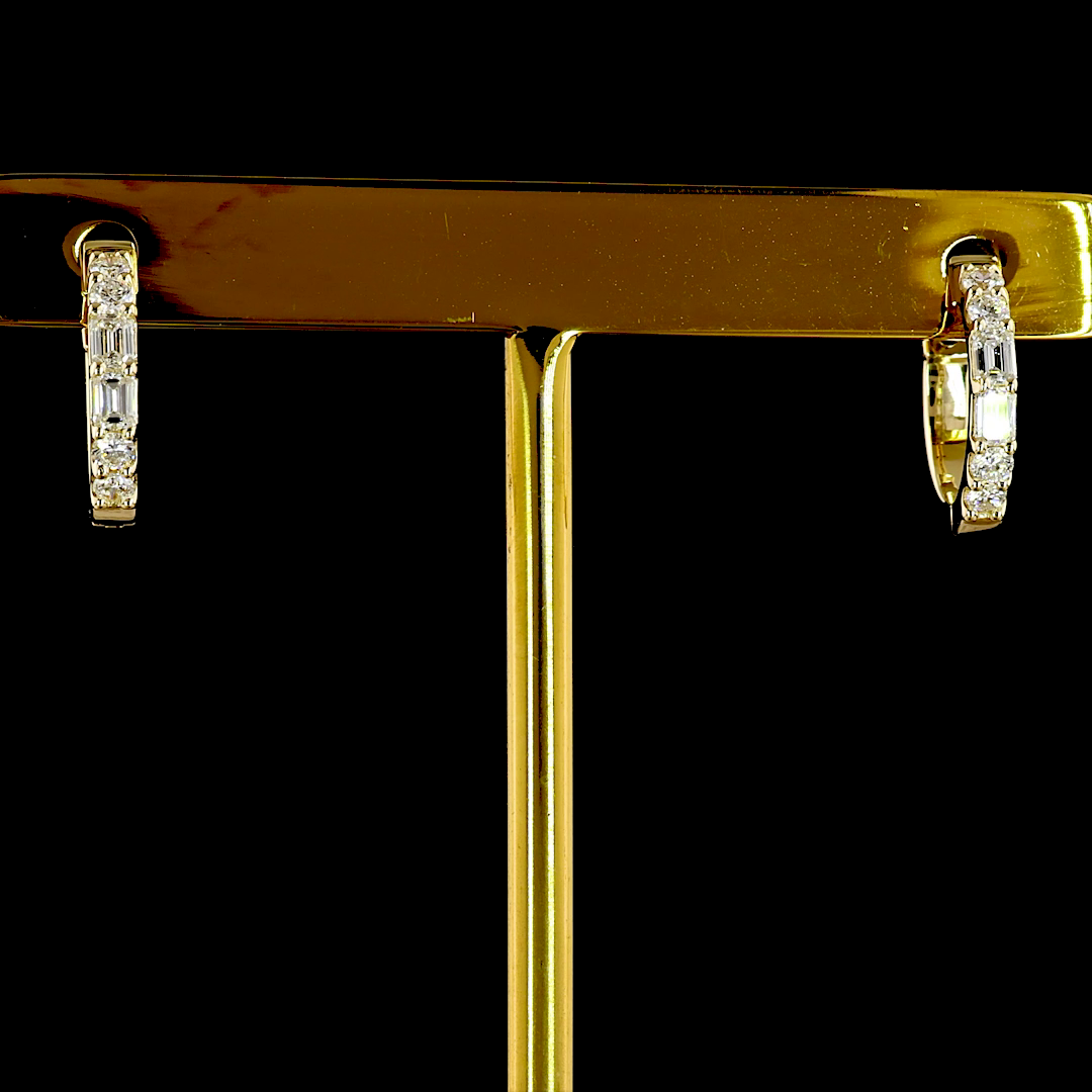 0.41 CT Emerald Lab Grown Diamond Huggie Earrings in 14K Yellow Gold — Laura Milman New York