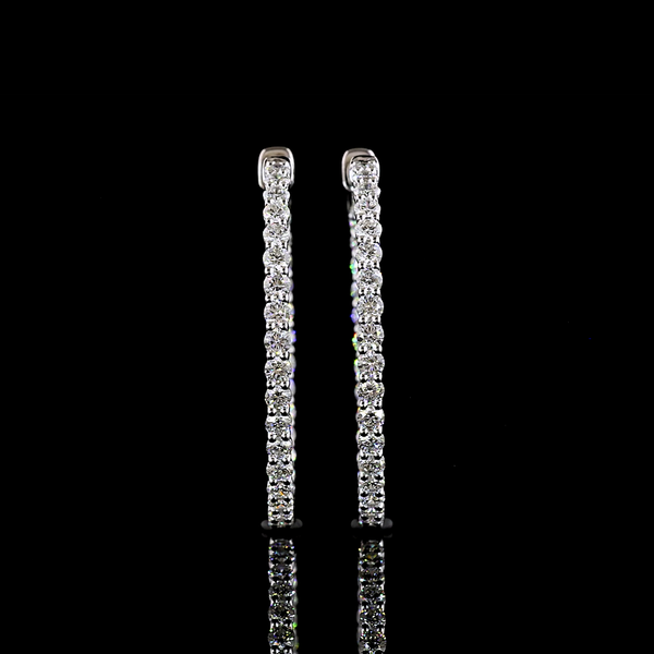 2.01 CT Round Lab Grown Diamond Hoop Earrings in Sterling Silver