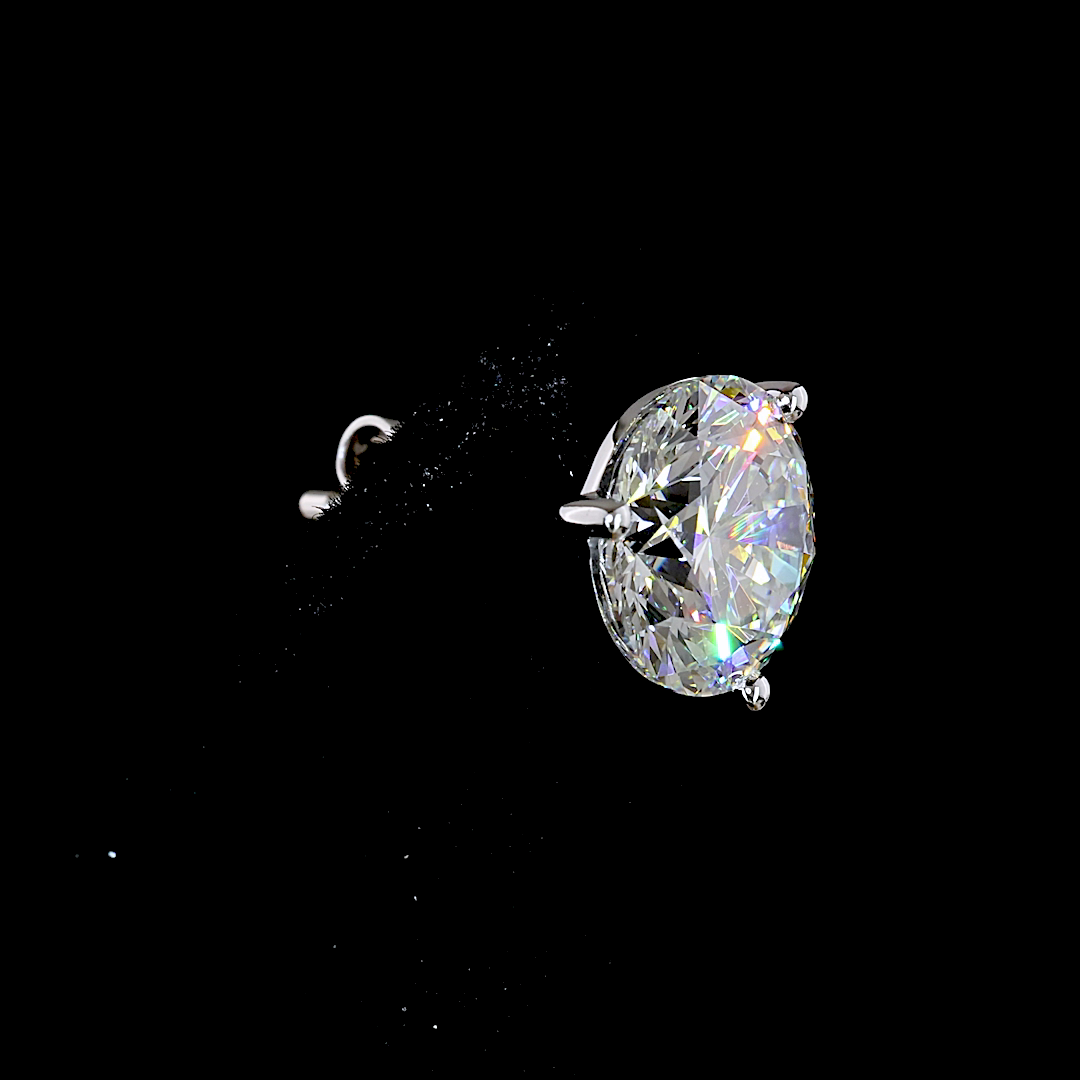 Lab-Grown Round Diamond Martini Stud Earrings — Prong — 5.10 ct total per pair 14K WHITE GOLD — Laura Milman New York