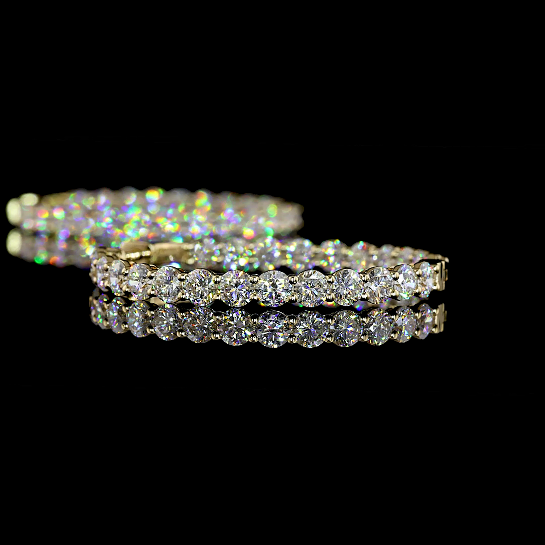 Lab-Grown Round Diamond Hoops Earring — Prong, — 6.92 ct total per pair 14K YELLOW GOLD — Laura Milman New York