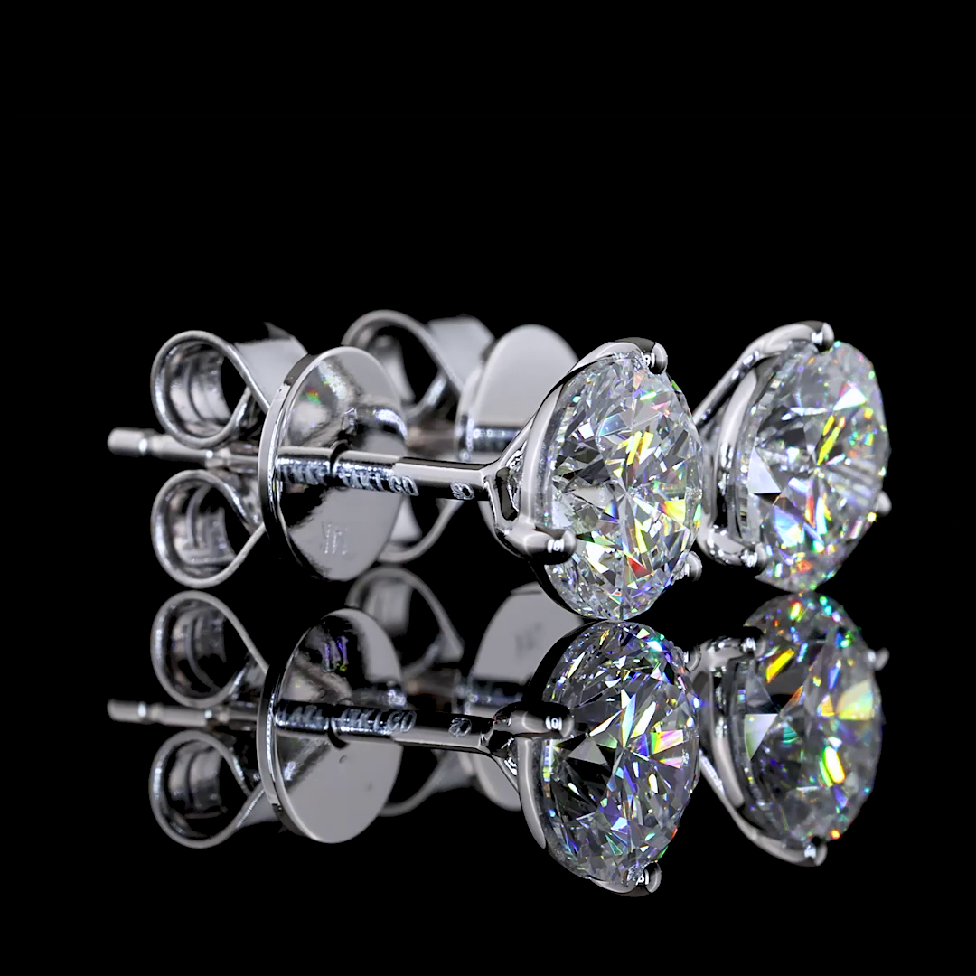 Lab-Grown Round Diamond Martini Stud Earrings — Prong — 1.49 ct total per pair 14K WHITE GOLD — Laura Milman New York