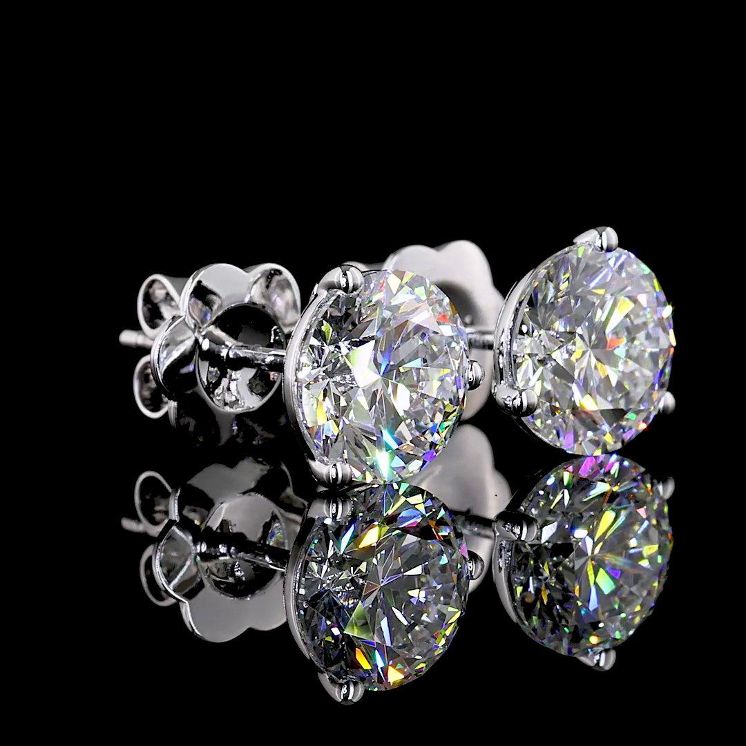 Lab-Grown Round Diamond Martini Stud Earrings — Prong — 3.04 ct total per pair 14K WHITE GOLD — Laura Milman New York