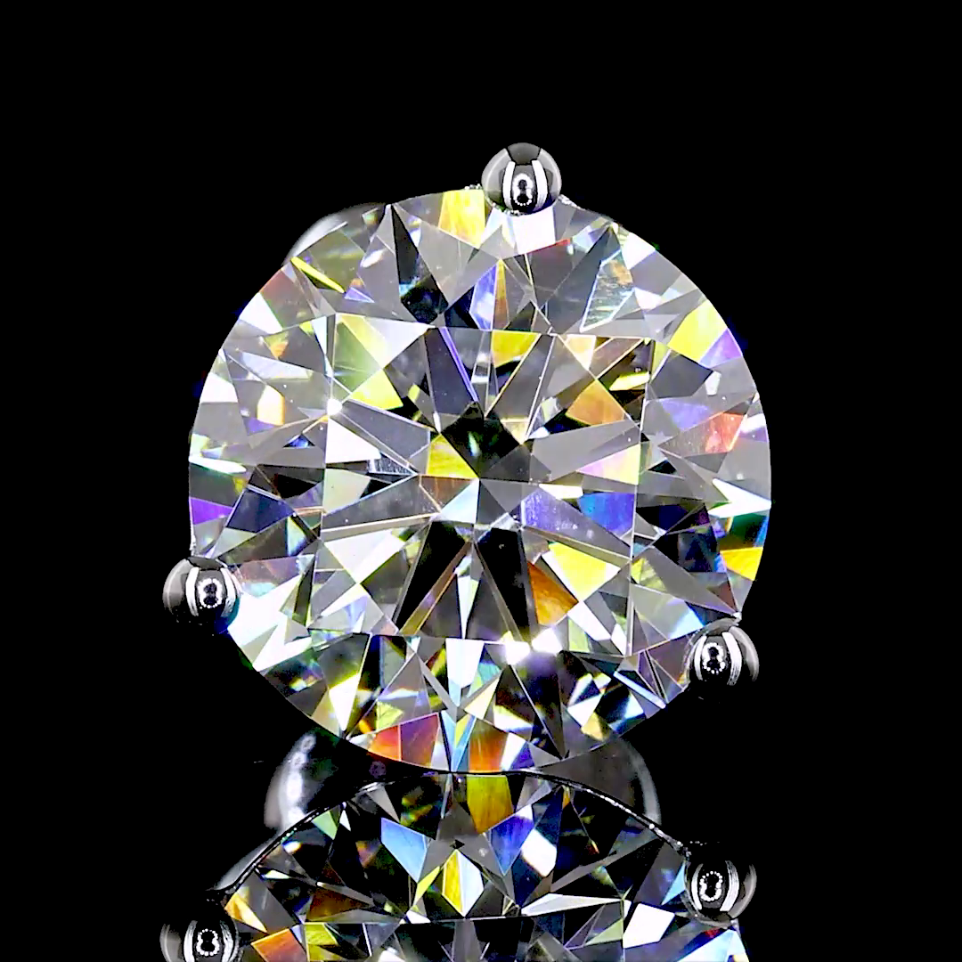 Lab-Grown Round Diamond Martini Stud Earrings — Prong — 3.04 ct total per pair 14K WHITE GOLD — Laura Milman New York