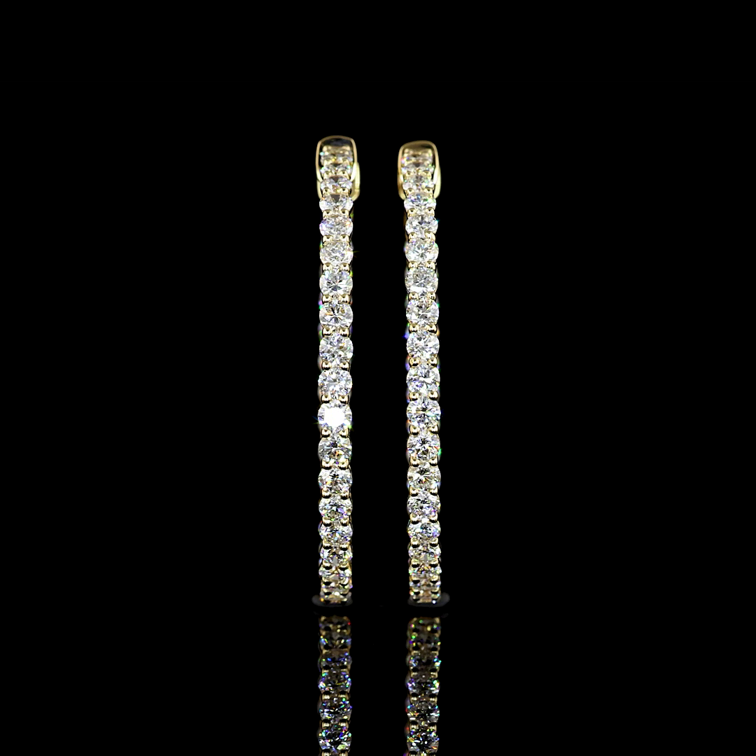 2.78 CT Round Lab Grown Diamond Hoop Earrings in 14K Yellow Gold — Laura Milman New York
