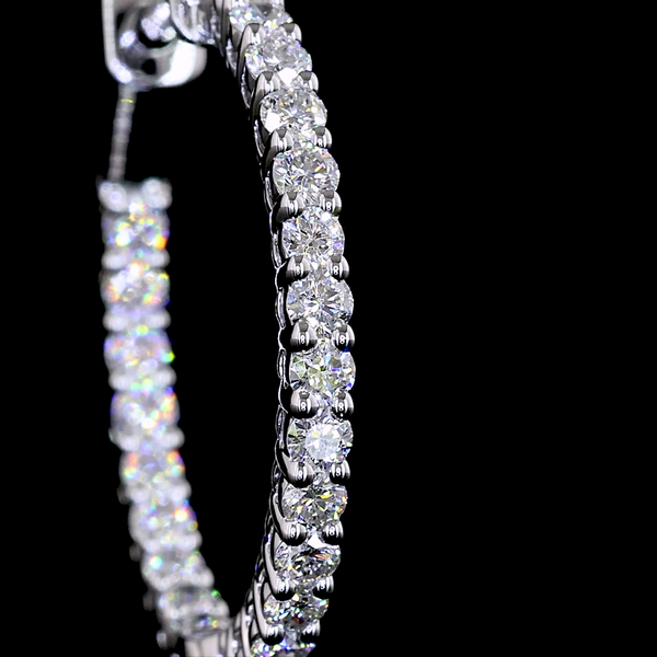 1.03 CT Round Lab Grown Diamond Hoop Earrings in 14K White Gold