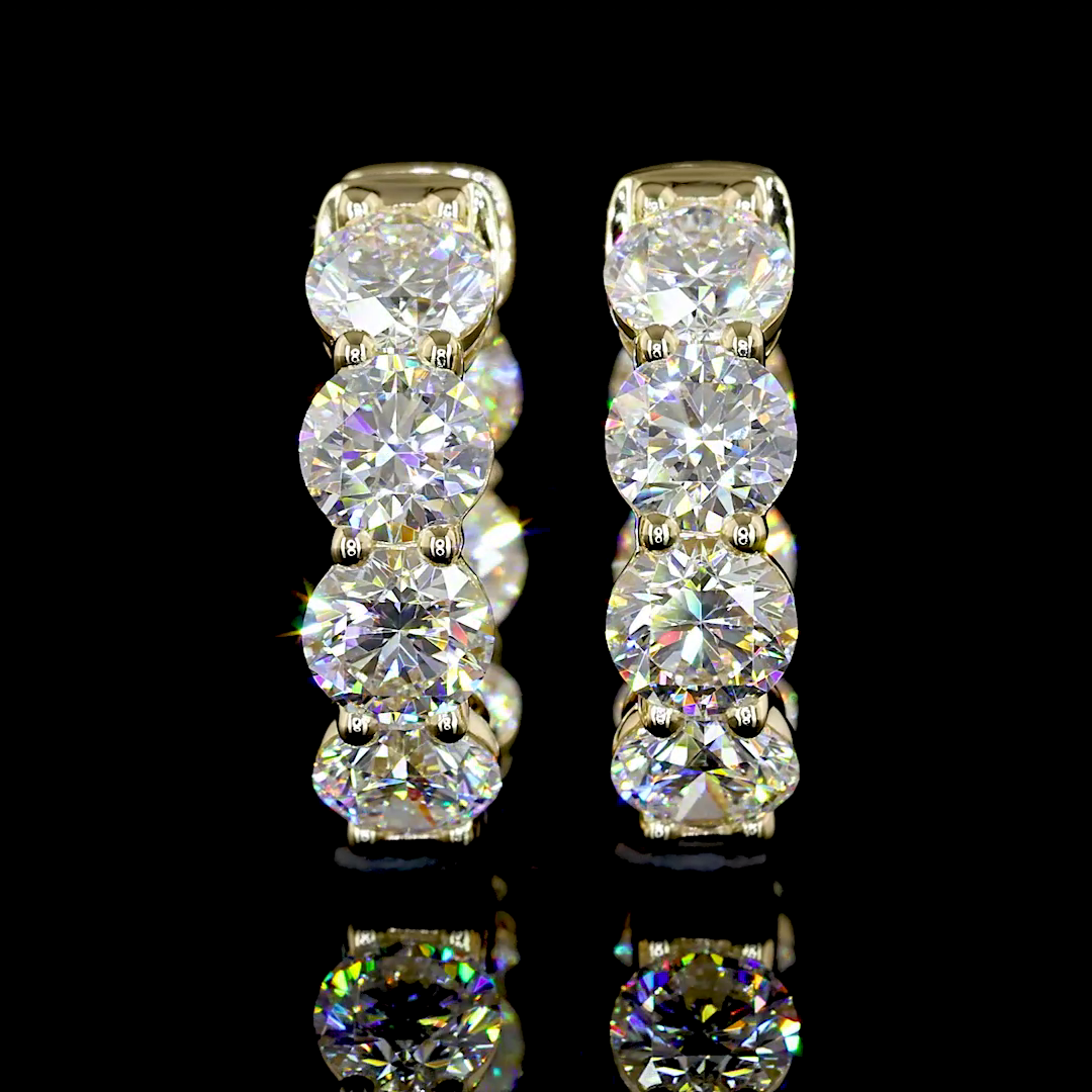 3.87 CT Round Lab Grown Diamond Huggie Earrings in 14K Yellow Gold — Laura Milman New York