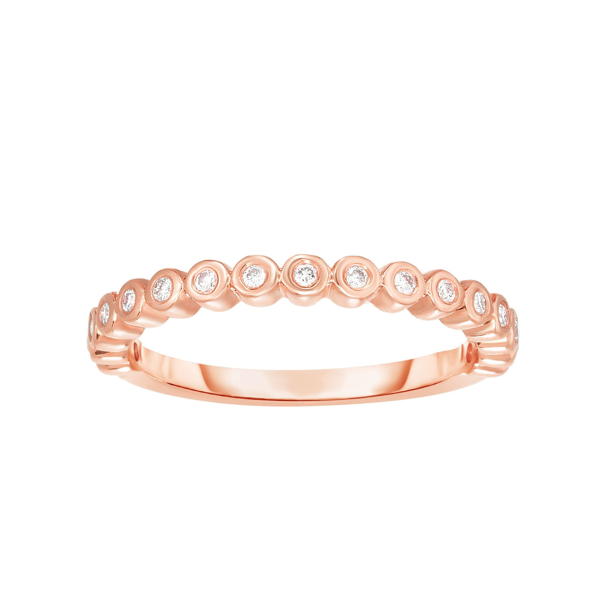Diamond Bezel-Set Stackable Band Ring in 14k Rose Gold - Sizable - Laura Milman New York