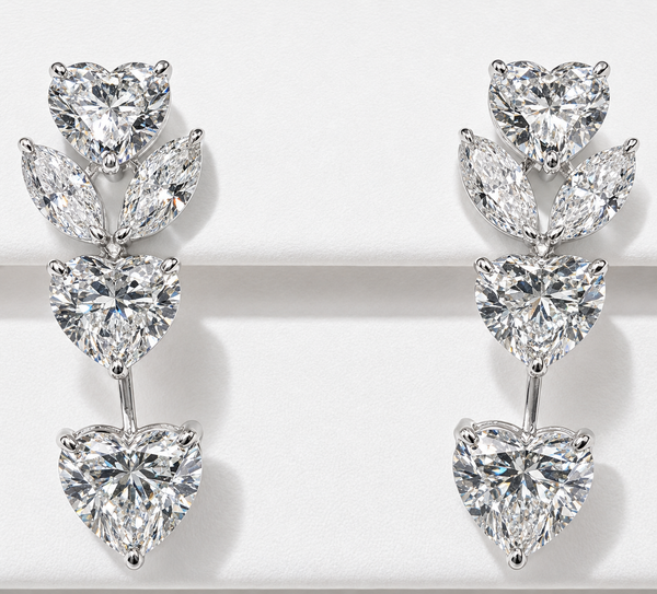 Heart and Marquise Diamond Drop Earrings - Laura Milman New York