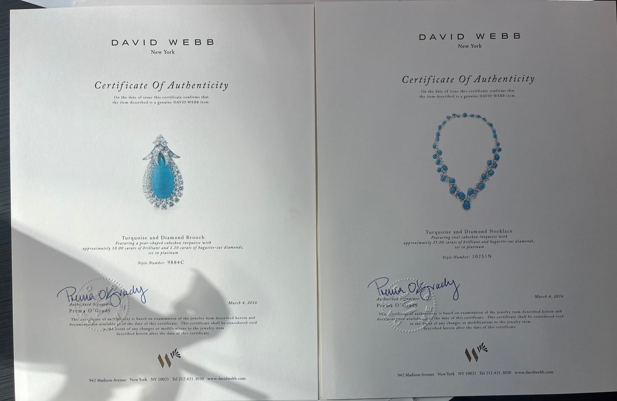 David Webb Turquoise Platinum Turquoise And Diamond Necklace — view 6 — Laura Milman New York