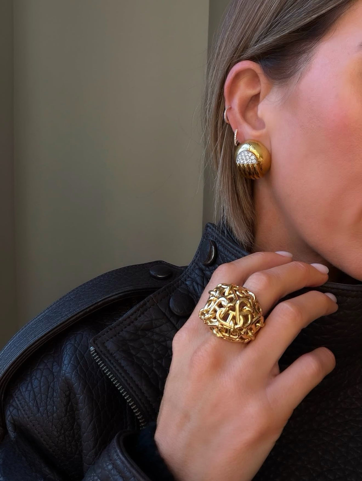 Hermès 18K Yellow Gold Chaîne D'ancre Dome Cocktail Ring — view 6 — Laura Milman New York
