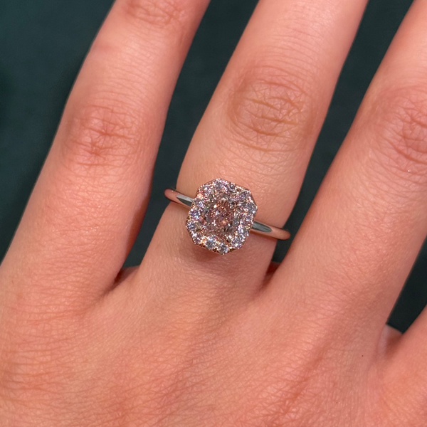1.07ct Fancy Brownish Pink Radiant Diamond Ring FL GIA — view 2