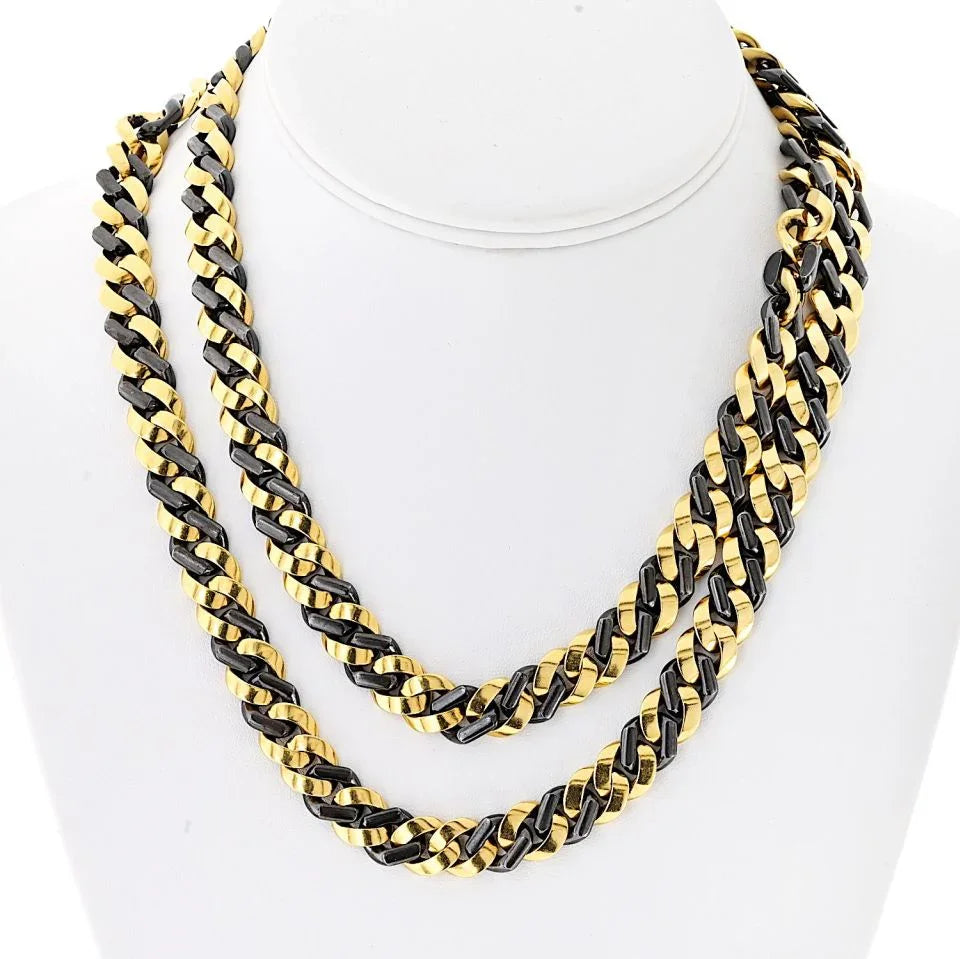 Bvlgari 18K Yellow Gold 34 Inches Curb Link Necklace — Laura Milman New York