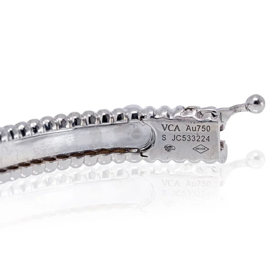 Van Cleef & Arpels 18K White Gold Perlee Clover Diamond Size S Bracelet — view 4 — Laura Milman New York