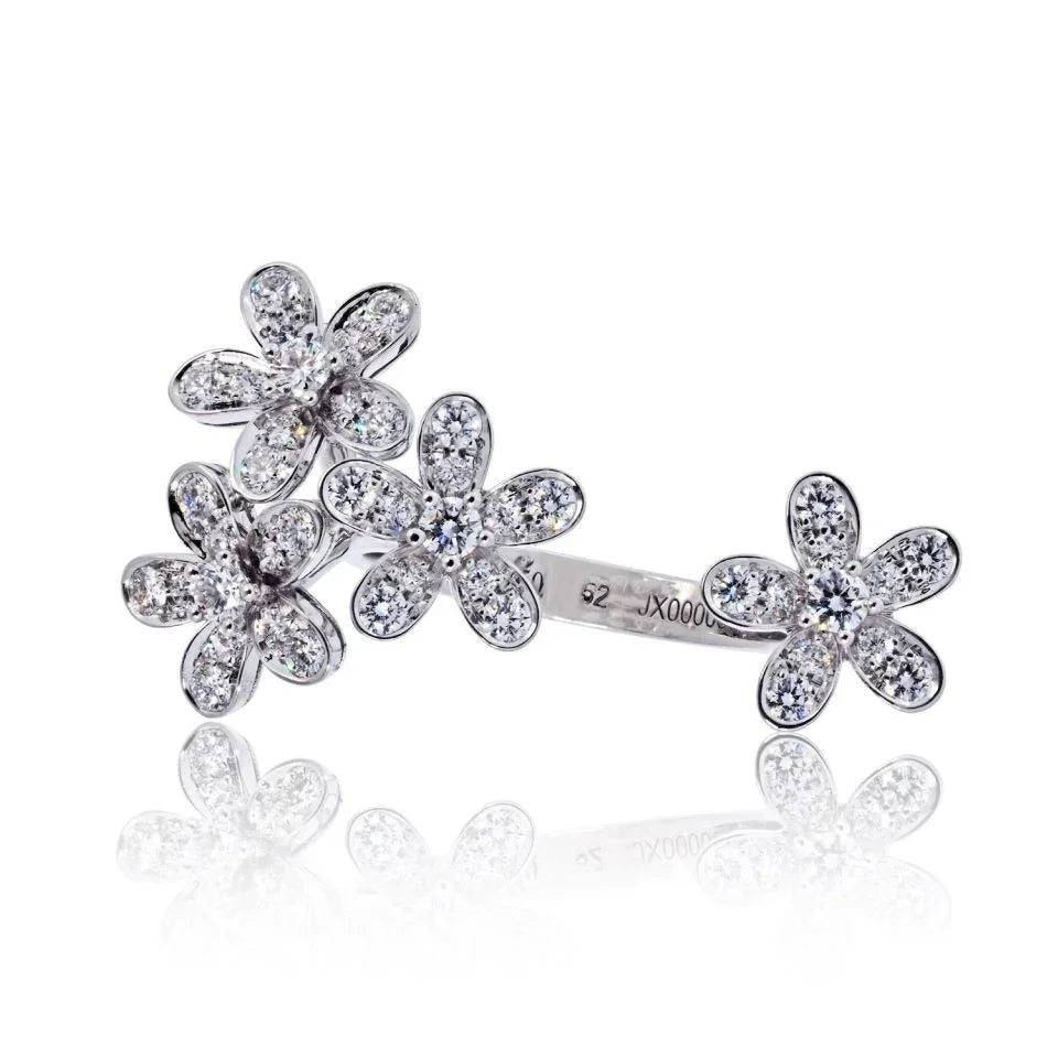 Van Cleef & Arpels 18K White Gold Socrate Flower Diamond Ring — view 2 — Laura Milman New York