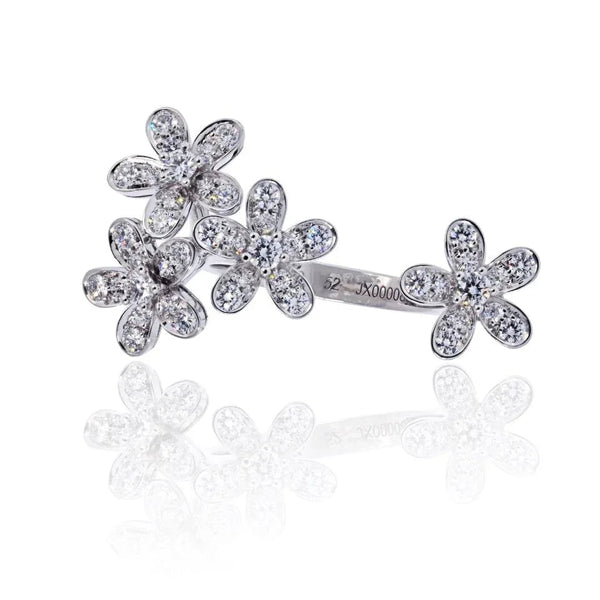 Van Cleef & Arpels 18K White Gold Socrate Flower Diamond Ring