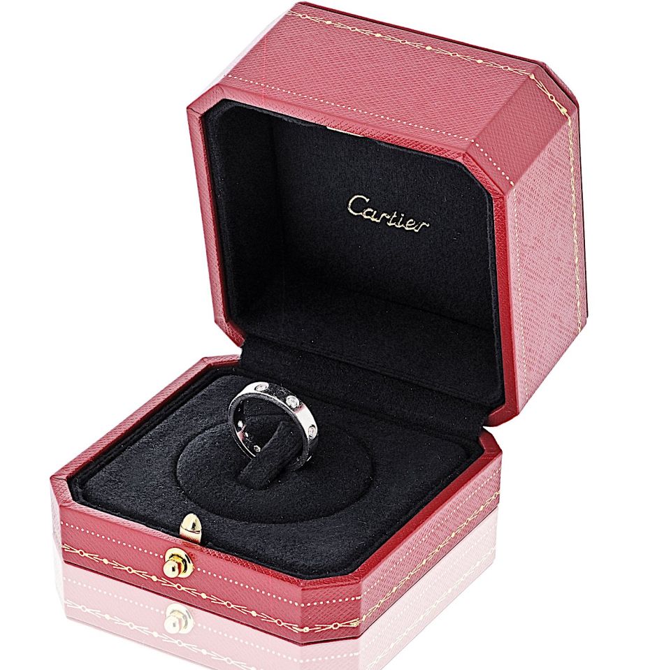 Cartier Love 18K White Gold Mini Diamond Ring — view 4 — Laura Milman New York