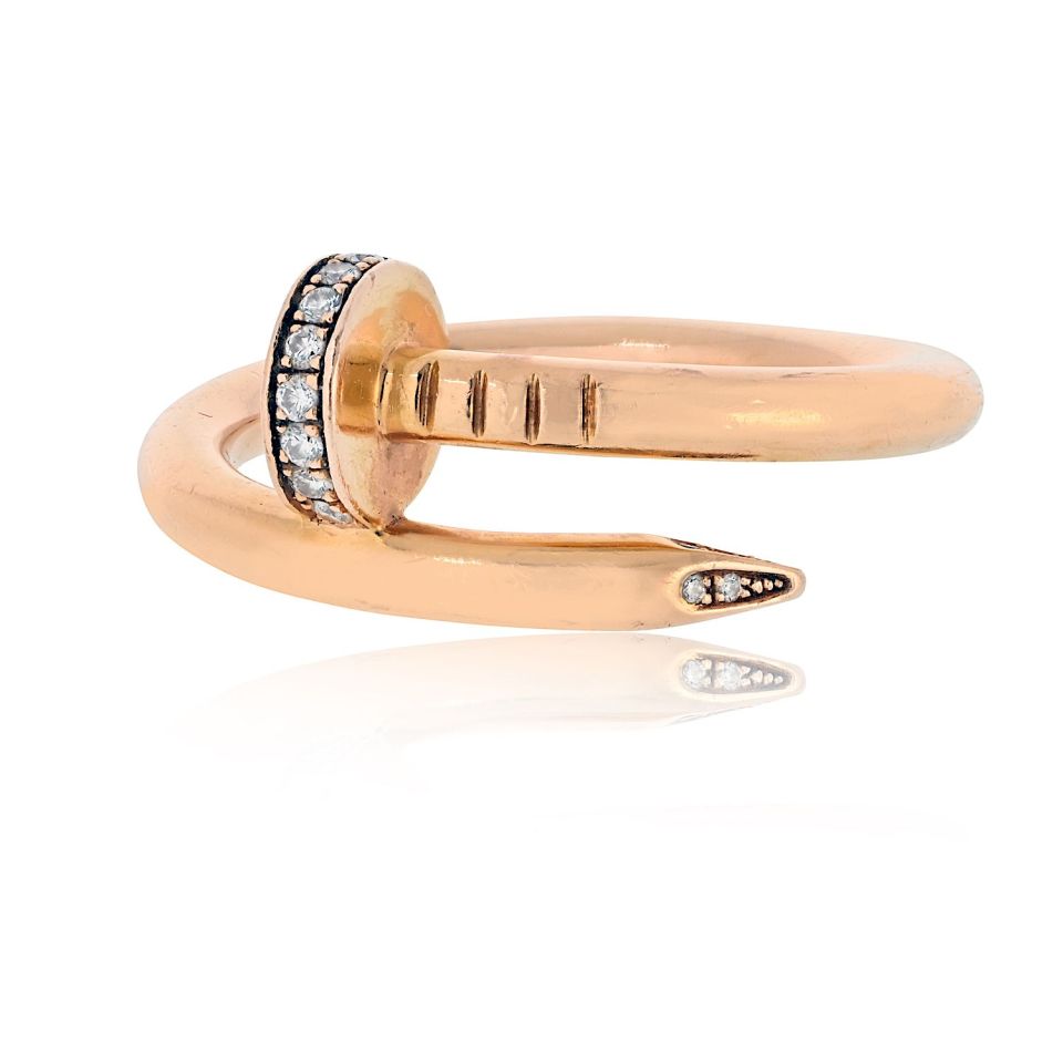 Cartier Juste Un Clou 18K Rose Gold Diamond Ring — Laura Milman New York