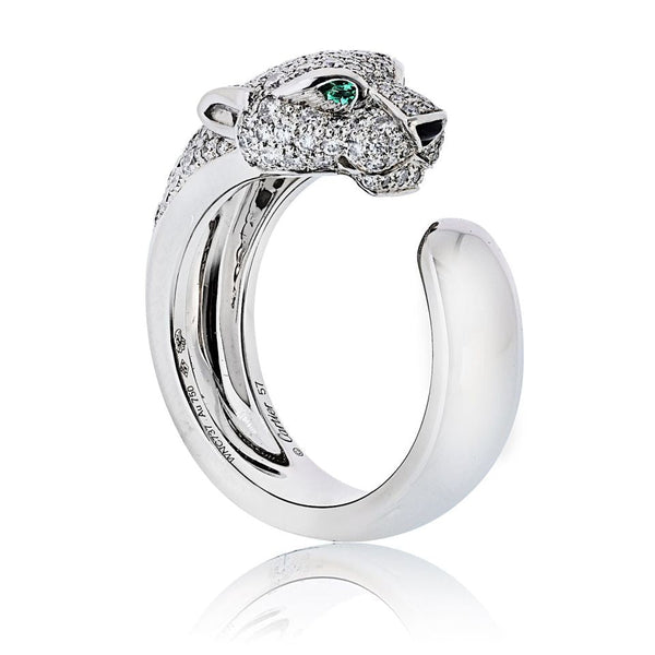Cartier Panthere 18K White Gold Pave Lakarda Ring — view 2