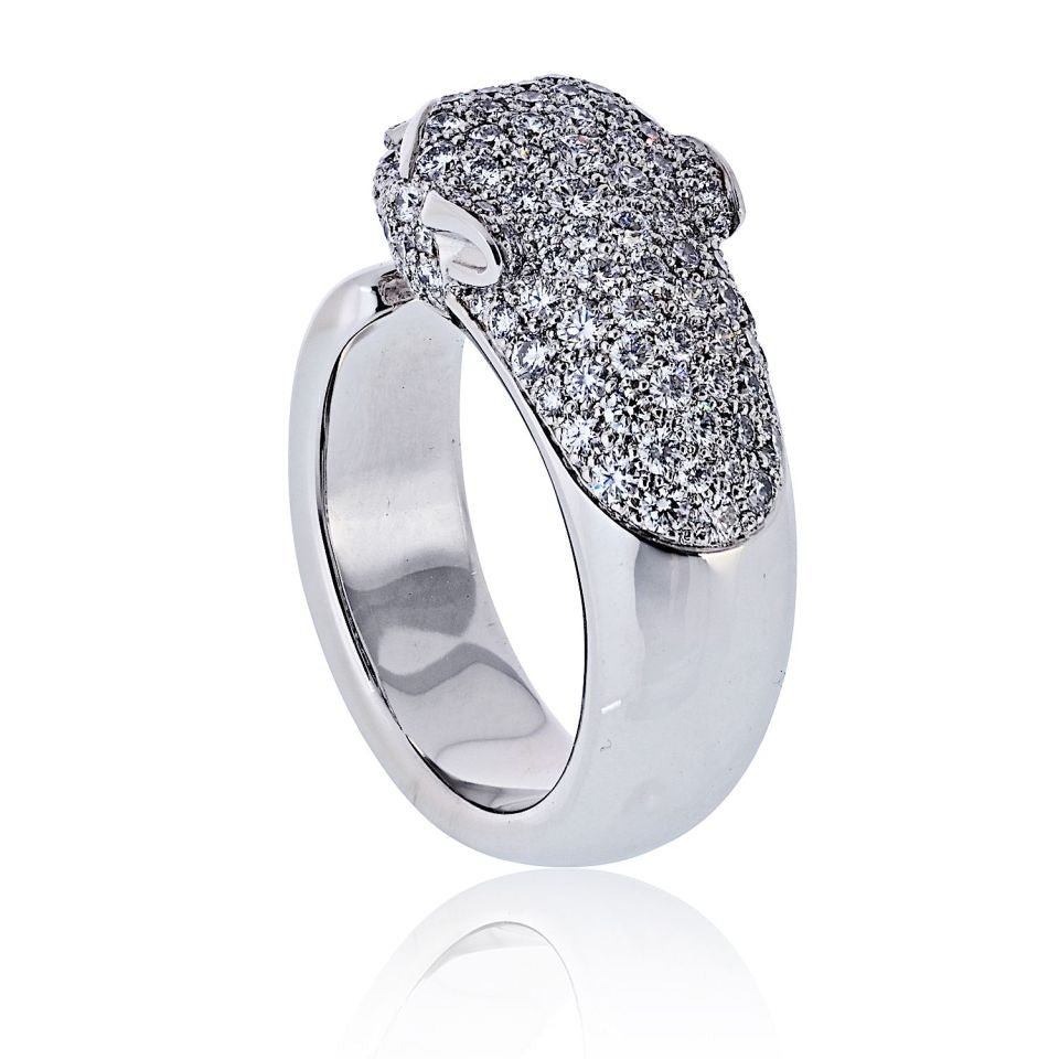 Cartier Panthere 18K White Gold Pave Lakarda Ring — view 4 — Laura Milman New York